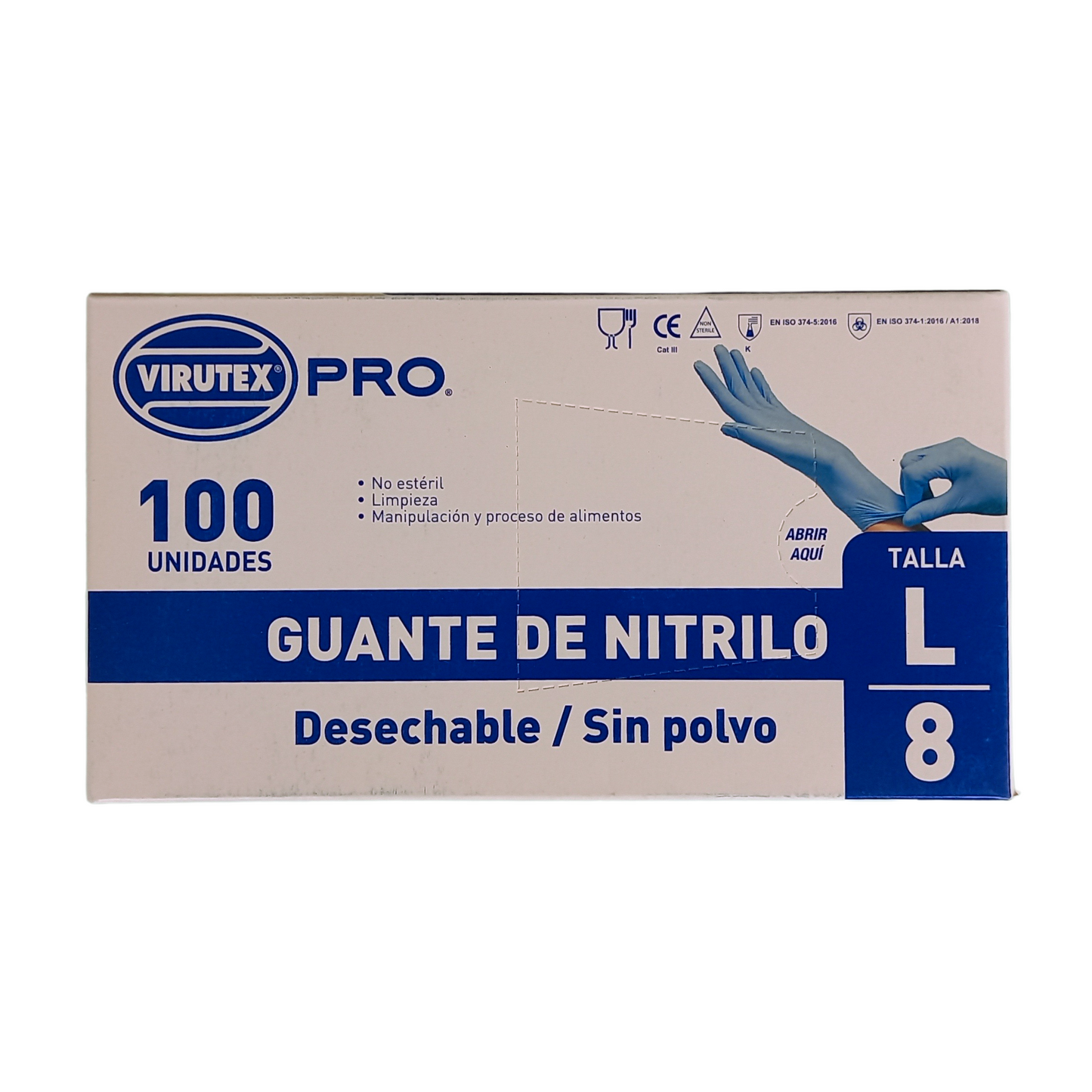GUANTE DESECHABLE NITRILO TALLA L 100 UN
